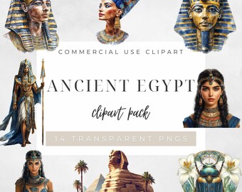 14 PNG Acquerello Fantasy Antico Egitto Clipart, Antico Egitto mitologia png clip art bundle, Dei e Dee egizie, Storia effimera