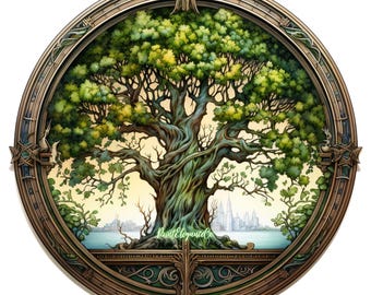 Imágenes prediseñadas de árbol antiguo celta: 10 archivos JPG de alta calidad: planificador digital, diario basura, imágenes prediseñadas de acuarela, uso comercial, descarga digital