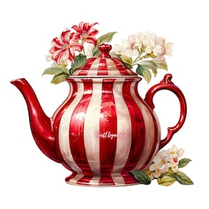 Aquarel pepermuntthee Clipart, kersttheepotten, tuinthee illustraties PNG-afbeeldingen direct downloaden voor commercieel gebruik