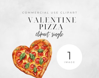 Heart Pizza Clipart, Pizza Clipart, Cute Valentines Clipart, Valentine's Day Food Clipart, Commercial Use, Transparent PNG