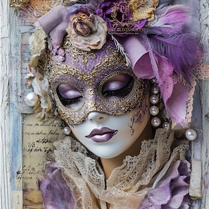 Papier imprimable Mardi Gras, page de journal des masques de Venise, journal indésirable Mardi Gras, masque vintage, papier journal indésirable, mascarade, carnaval,
