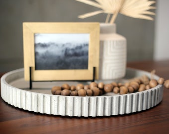 Modern Fluted Concrete Decorative Tray