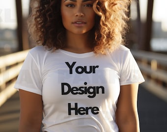 White Bella Canvas 3001 Mockup, Hispanic Woman Mockup, Latina Women Mock, Tshirt Mock, Tee Mockup, Womens T-shirt Mock Up, Woman Model