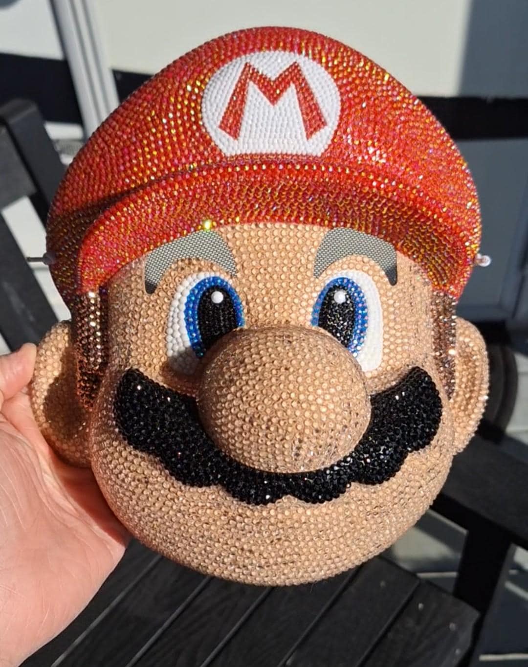 Rhinestoned Mario Mask (great for Gaming Room Decor/halloween/parties ...