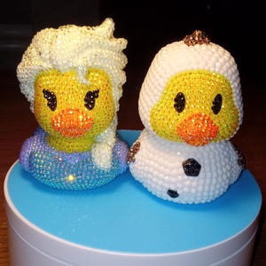 Rhinestoned Elsa & Olaf (duckalooz) ducks (small)