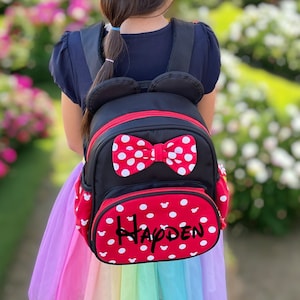 Personalized Mickey & Minnie Backpack Perfect for Disney Trip Family Disney Vacation Name on Backpack Custom Disney Bag image 1