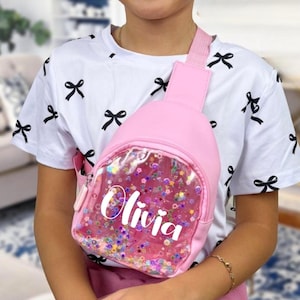 Personalisierte Kinder Bauchtaschen | Schultertasche | Mini Geldbörse | Mini Handtasche | Mädchen Geldbörse | Sparkle-Schultertasche | Geschenk für Kinder