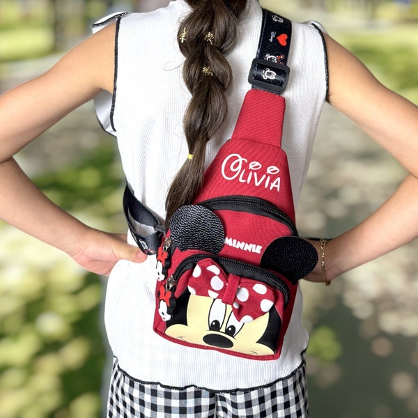 Personalized Kids Sling Bag | Fanny Pack | Custom Disney Mickey Minnie Bag | Disney Trip Vacation | Monogram Kids Bag | Gifts for Kids