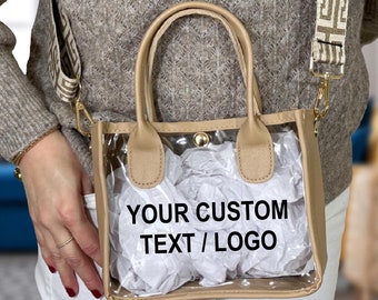 Pick your strap Custom Clear Stadium Bag | Your Design | Custom Text Logo | Clear Stadium Approved Bag | Concert Purse | Gifts for Hers |