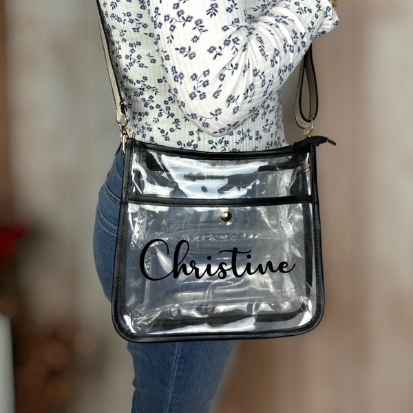 Pick your Strap Personalized Clear Crossbody Bag | Stadium Approved Clear Bag | Concert Game Day | Custom Clear Purse | Monogram Handbag |