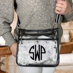 Pick your strap Personalized Clear Stadium Bag | Custom Clear Bag | Clear Crossbody Stadium Approved | Concert Game Day | Gifts for Hers |
