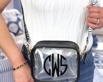 Pick your Strap Personalized Clear Crossbody Bag | Custom Clear Bag | Game Day Bag | Stadium Bag | Concert Purse | Graduation | Gift for Her