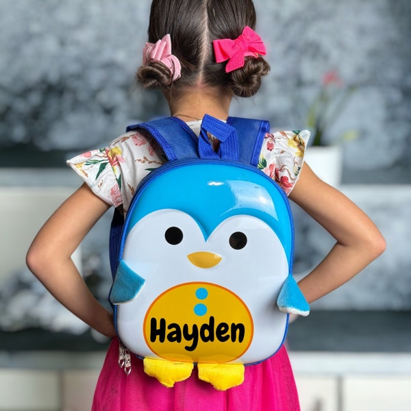 Personalized Penguin Backpack for Kids Toddlers | Cute Animals Egg Backpack | Custom Backpack | Gifts for Kids | Easter Basket Fun