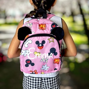 Personalized Mickey Minnie Print Backpack for Kids | Perfect for Disney Trip | Custom Disney Bag | Monogram Backpack | Gifts for Kids