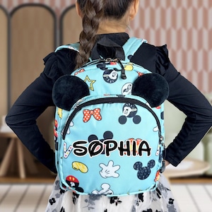 Personalized Mickey Minnie Print Backpack for Kids | Perfect for Disney Trip | Custom Disney Bag | Monogram Backpack | Gifts for Kids