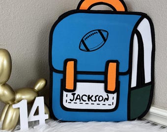 Gepersonaliseerde 2D-rugzak | Comic-rugzak | Aangepaste schooltas | Rugzak met monogram |  Emoji-rugzak | Cadeaus voor kinderen | Terug naar school