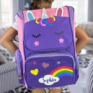 Personalized Unicorn Backpack for Girls | Custom Backpack | Schoolbag book bag | Monogram School Bag | Gifts for Girls | Back to School