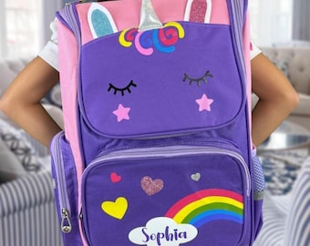 Personalized Unicorn Backpack for Girls | Custom Backpack | Schoolbag book bag | Monogram School Bag | Gifts for Girls | Back to School