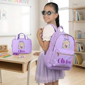 Personalized Disney Princess Backpack Lunchbox Set | Monogrammed Backpack Lunchbag | Elementary School Bag | Back to School | Gift for Girl