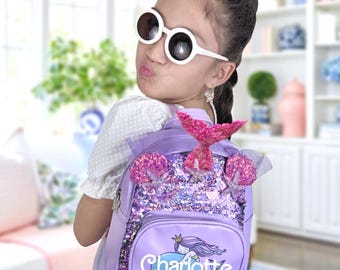 Personalized Little Mermaid Backpack | Sequin Backpack | Girls Backpack | Birthday | Pary Favor | Gift for Girl