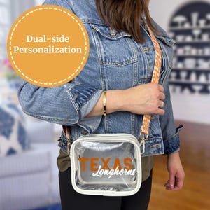 Pick Your Strap Personalized Clear Bag | Monogrammed Game Day Purse | Stadium Custom Bag | College Gifts | Graduation Gifts | Gifts for Her