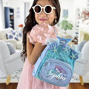 Sac à dos personnalisé Petite sirène | Sac à dos pailleté pailleté | Sac à dos fille | Cadeaux pour filles