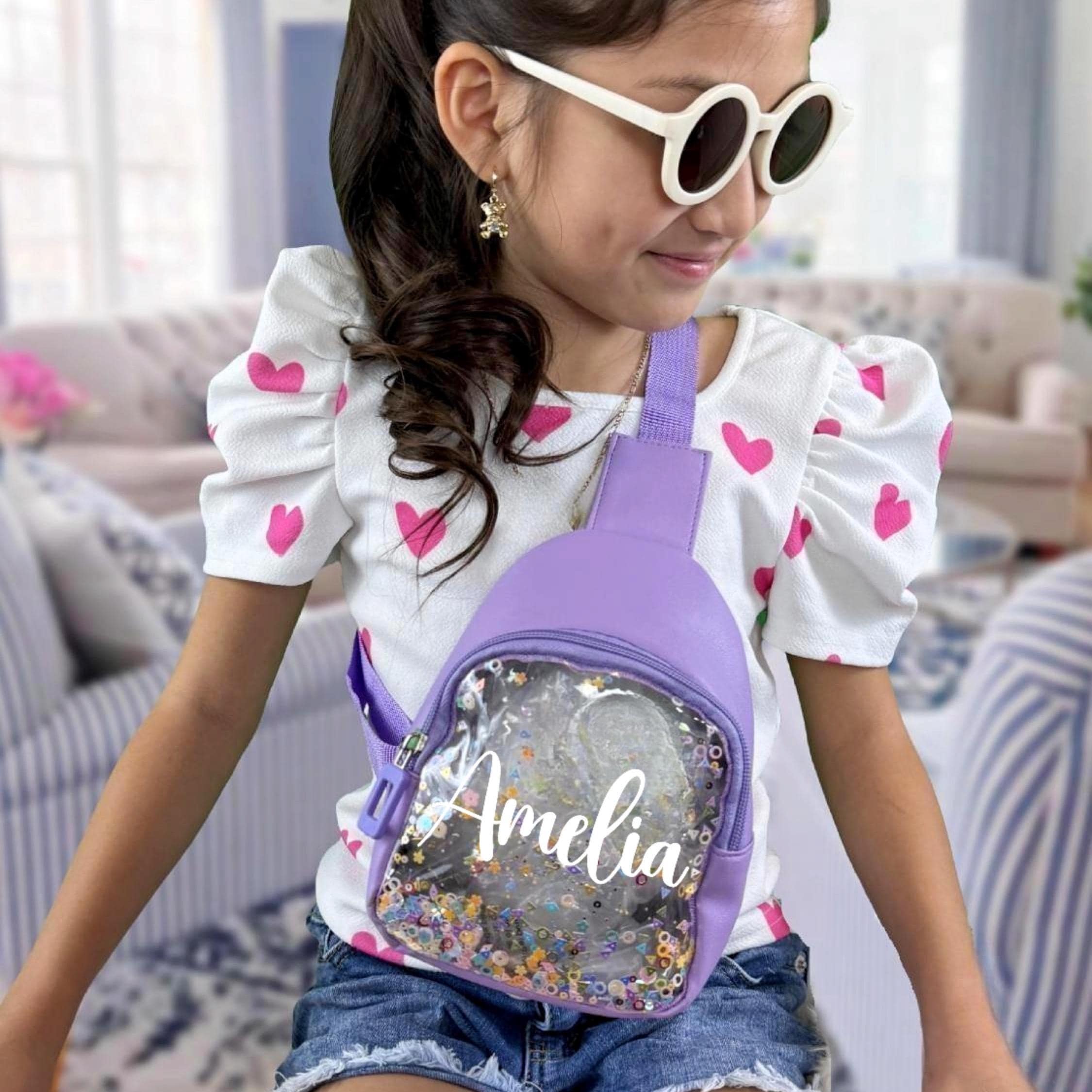 Personalized Kids Fanny Packs | Sling Bag | Mini Purse | Mini Handbag | Girl Purse | Sparkle Sling Bag | Gift for Kids
