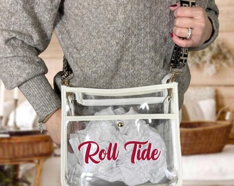 Pick your Strap Personalized Clear Stadium Bag | Custom Clear Bag | Stadium Approved | Concert Bag | Game Day Purse | Gifts for Hers