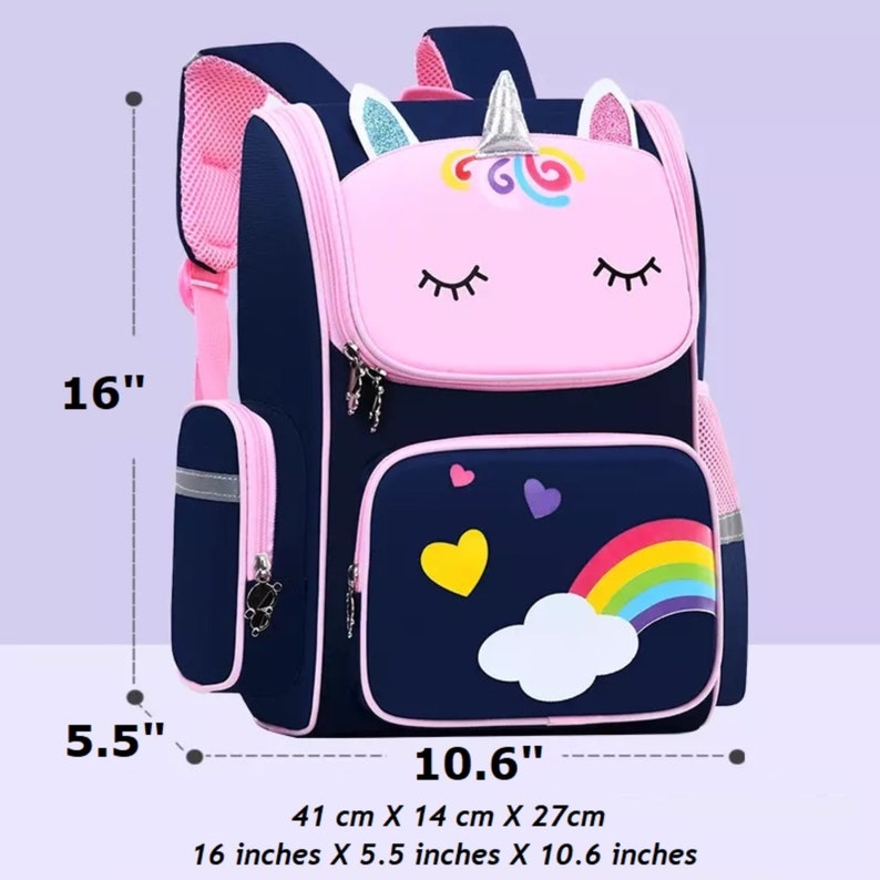 Gepersonaliseerde eenhoornrugzak | Rugzak op maat | Rugzak met monogram | Rugzak voor de basisschool | Cadeau voor meisjes | Terug naar school afbeelding 7
