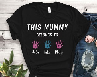 Custom Mom Shirt With kids name for mother's day gift idea, a cute personalised mum shirt and sweatshirt for new mom & mama Birthday gift