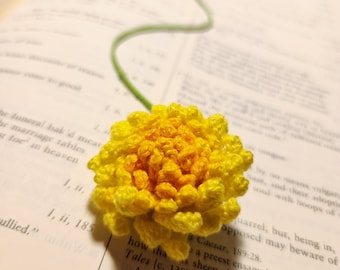 Crochet Flower Bookmark, Handmade Bookmark, Micro Crochet Floral Bookmark, Vintage Gift, Mother's Day Gift Сhrysanthemum Gift