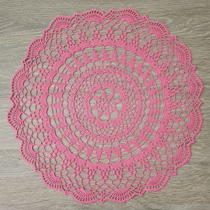 Crocheted Lace doily 14.5 inches (37 cm) Pink lace cotton Tablecloth Decor doilies Housewarming gift idea table crochet top Mandala Handmade