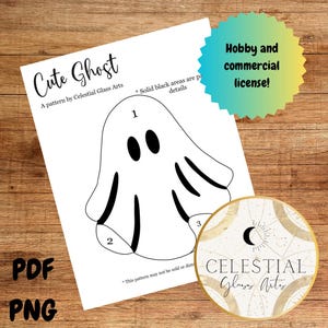 Cute Ghost Stained Glass Pattern | Digital Download | Ghost Pattern | Halloween Stained Glass Pattern | Hobby and commercial license