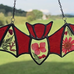 Stained Glass Flower Bat | Halloween Decor |  Vampire | Bat