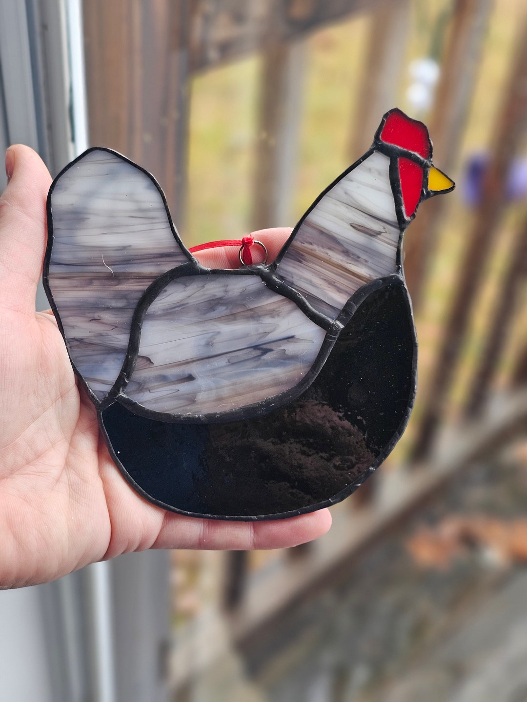 Stained Glass Chicken Hen Suncatcher Ornament Chicken Lover Gift Etsy