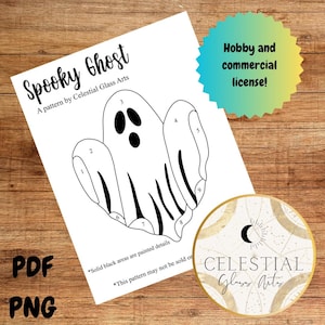 Spooky Ghost Stained Glass Pattern | Digital Download | Ghost Pattern | Halloween Stained Glass Pattern | Hobby and commercial license