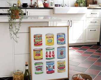 Tomato Cans (Framed) - Logo Art Print Painting Kitchen Poster