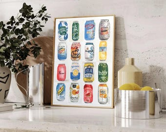 Seltzer Water Cans (Framed) - Logo Art Painting Poster