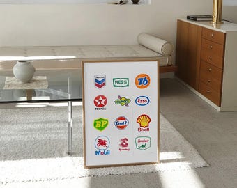Gas Station (Framed) Road Trip Americana Graphic Design Logos Sketch Poster Art