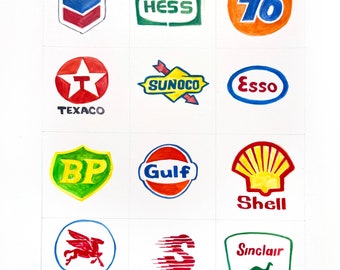 Gas Station Road Trip Americana Graphic Design Logos Sketch Poster Art