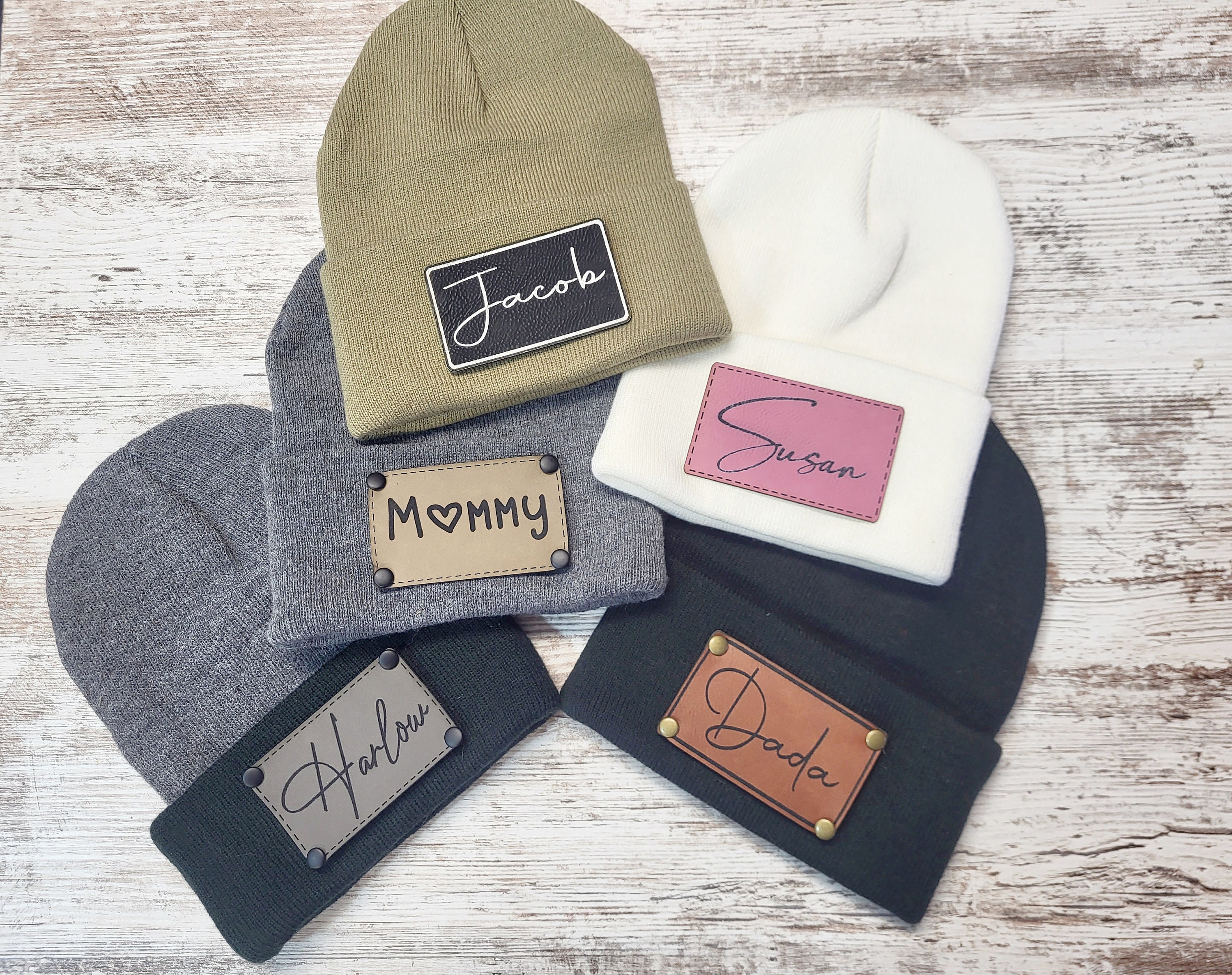 Personalized Pointed Monogram Beanie Cap, Unisex Hat, Wedding Party Gifts, Vacation Hats, Skull Caps, Personalized, Custom