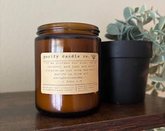 Hand-poured Christian Beeswax Candle