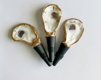 Oyster Shell Bottle Stopper, Wine Bottle Stopper, Unique Gift, Coastal Gift, Hostess Gift