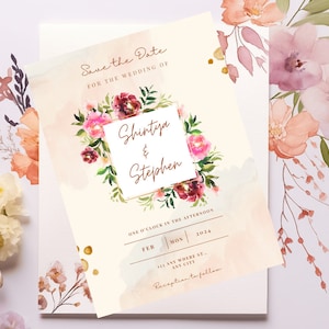 INVITATION ROMANTIQUE illustrative de MARIAGE imprimable Téléchargement numérique au format Pdf