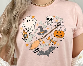 Halloween Doodles Shirt , Halloween Shirt, Cute Halloween Theme Shirt, Happy Halloween Shirt, Halloween Heart, Happy Halloween Heart Shirt