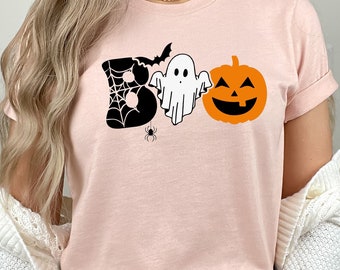 Halloween Boo Ghost Pumpkin Shirt - Unisex Cotton Tee