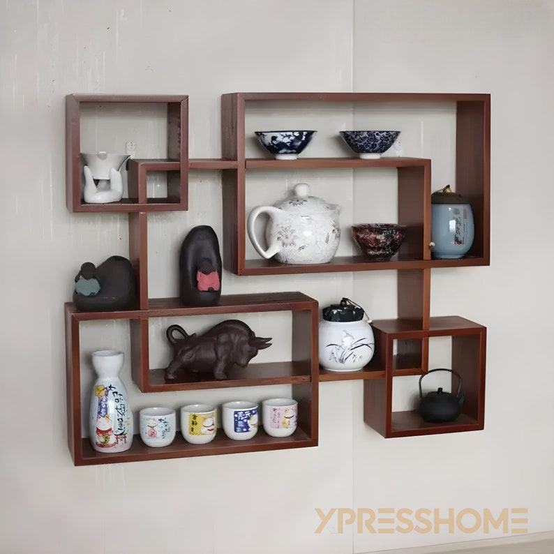 Solid Wood Rectangular Display Shelf 22.6x 18.9 Square Floating Wall