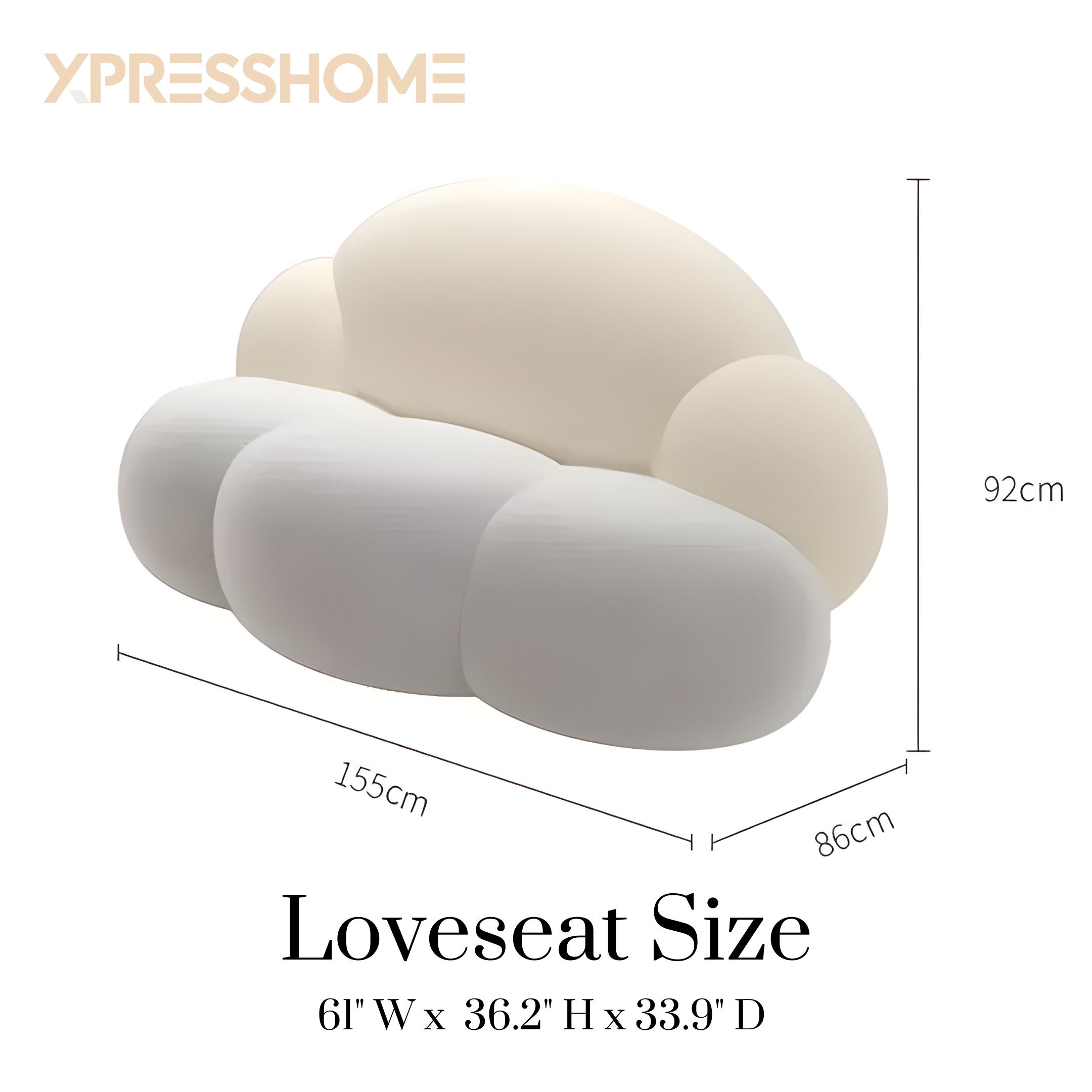 Minimalist Cloud Loveseat Couch 2 Seat Fashion Couch Foam Upholstered