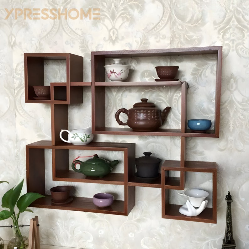 Solid Wood Rectangular Display Shelf 22.6x 18.9 Square Floating Wall