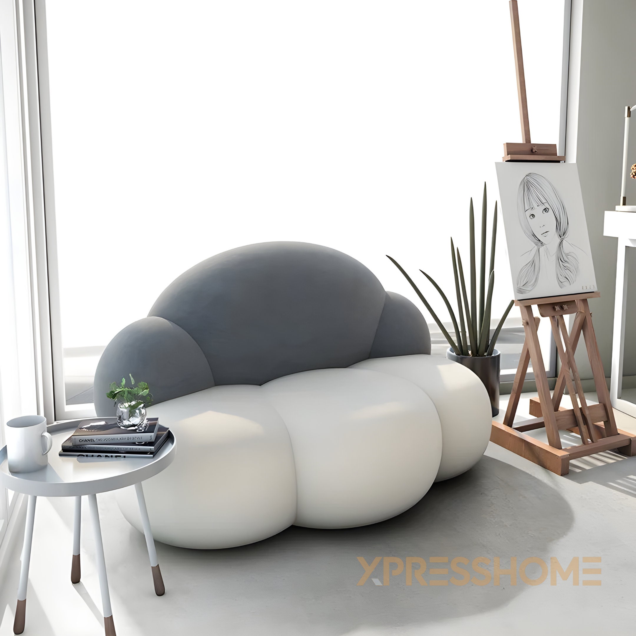 Minimalist Cloud Loveseat Couch 2 Seat Fashion Couch Foam Upholstered